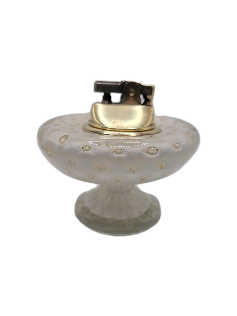 Murano Alfredo Barbini Bullicante Controlled Bubble Lighter Gold Fleck White MCM